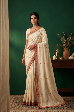The Ivory Garnet Chanderi