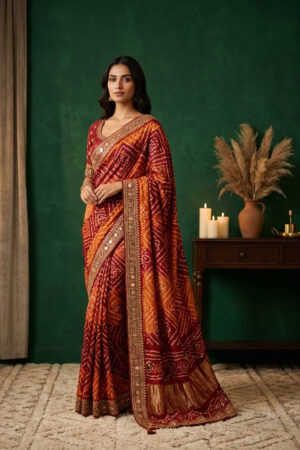 Elegant Bandhani Saree