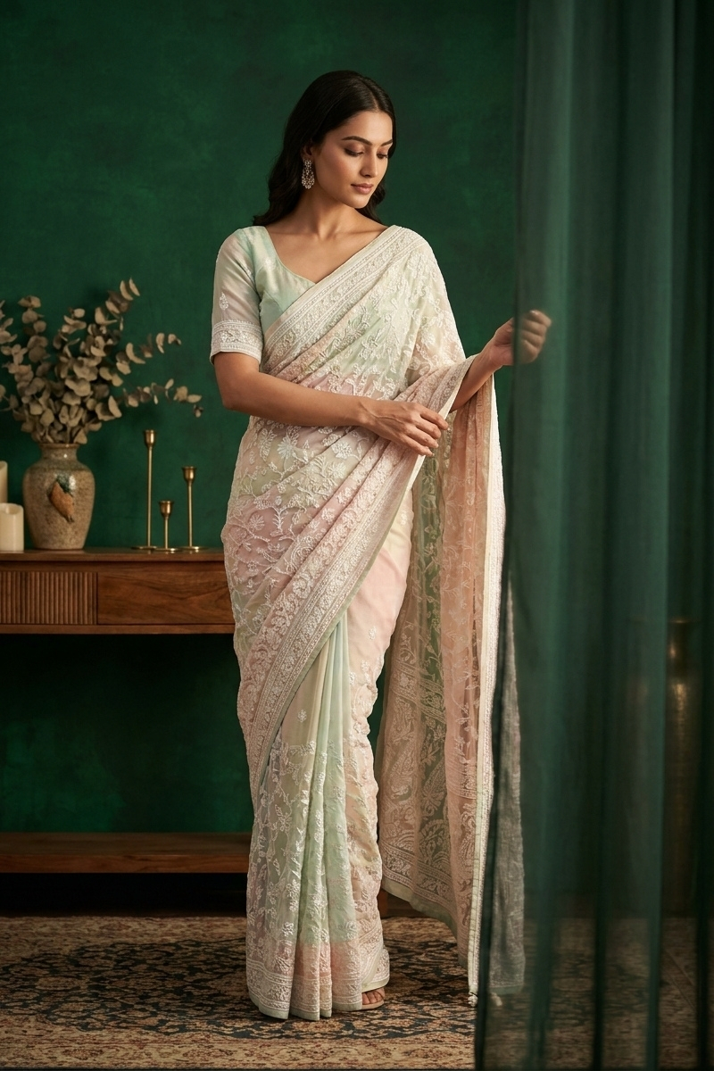 Designer Chikankari Saree