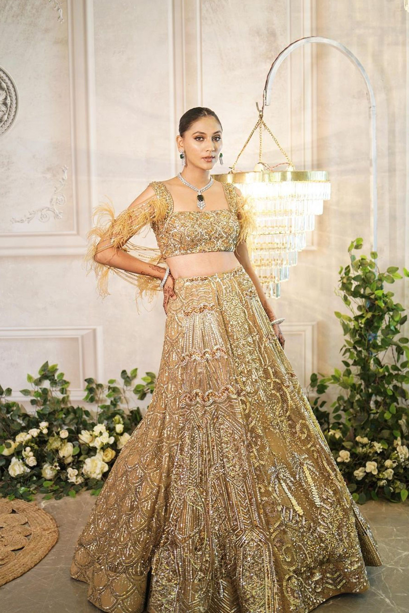 Golden Designer Cocktail Dress