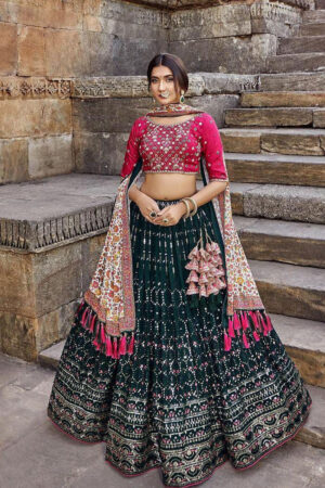 Blue & Pink Fusion Designer Lehenga