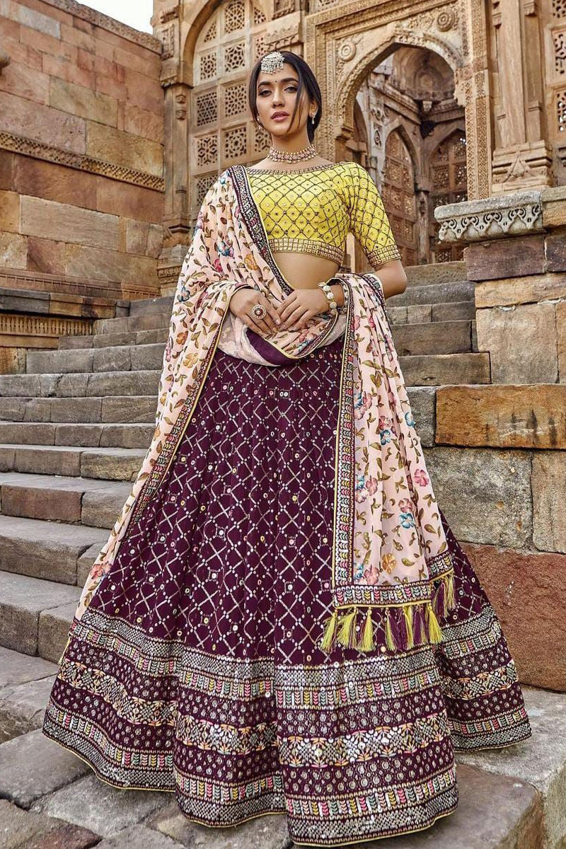 Lavender Party Wear Lehenga