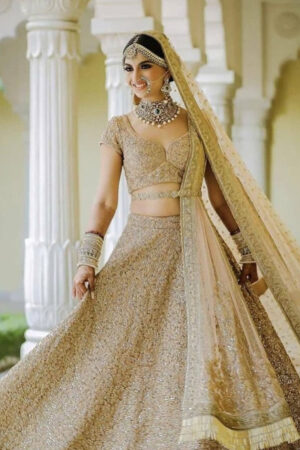 Cream Gold Bridal Lehenga