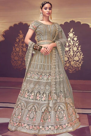 Silver Grey Designer Engagement Lehenga