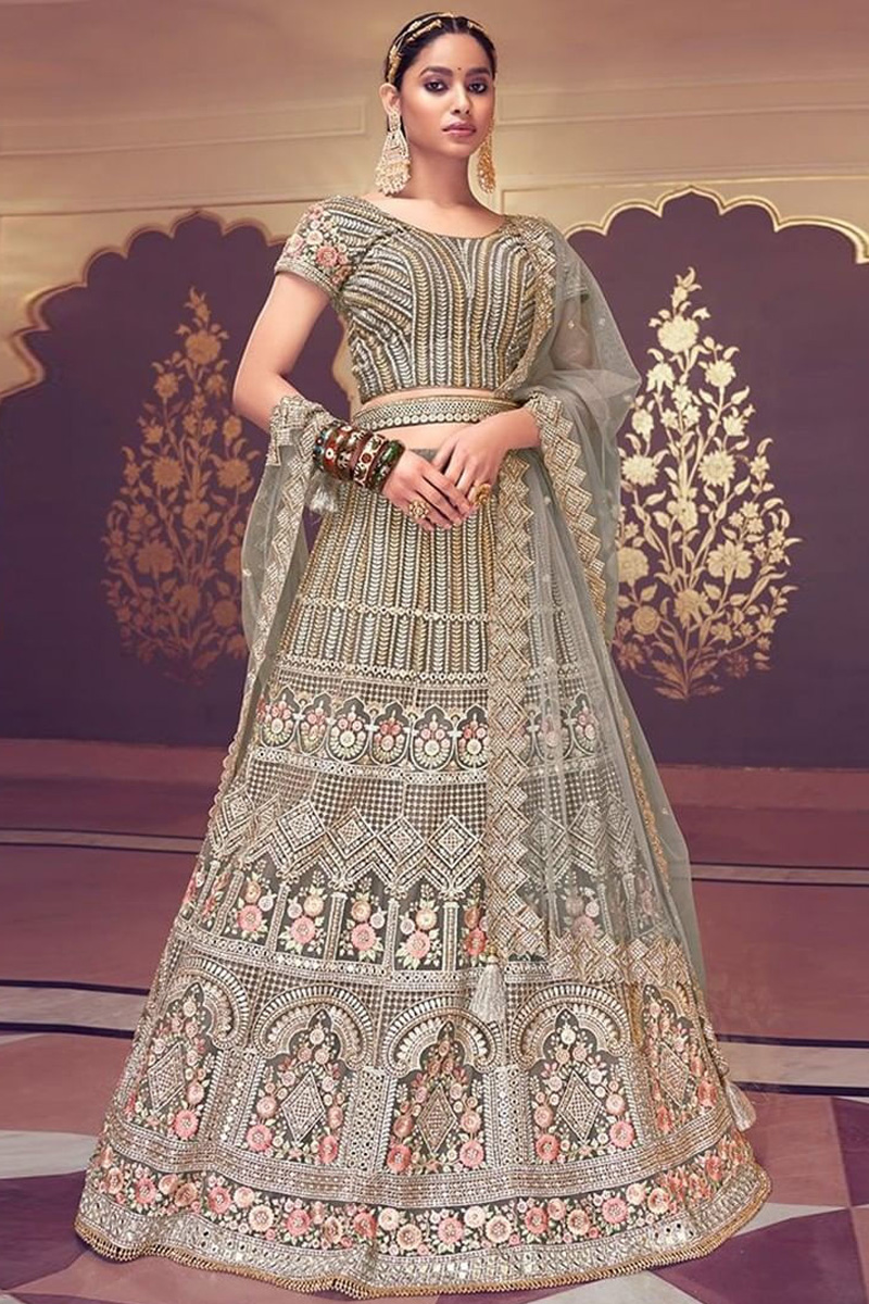 Silver Grey Designer Engagement Lehenga