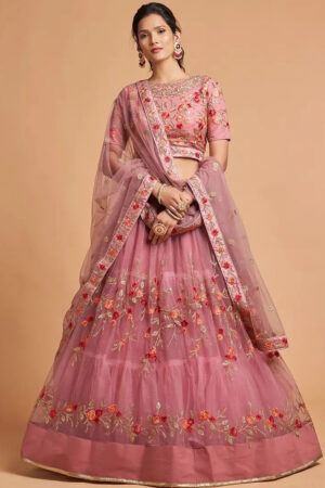 Rose Pink Party Wear Lehenga