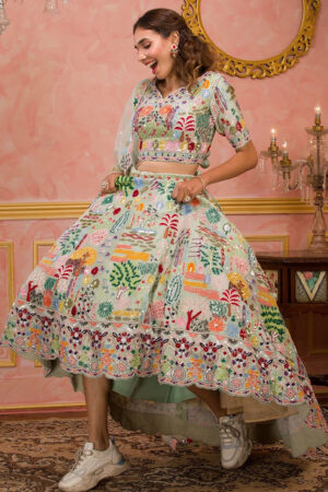 Floral Designer Mehendi Lehenga
