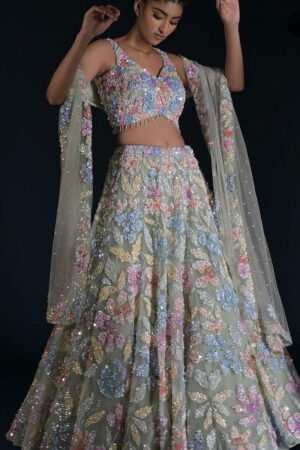 Pastel Multicolor Sangeet Lehenga