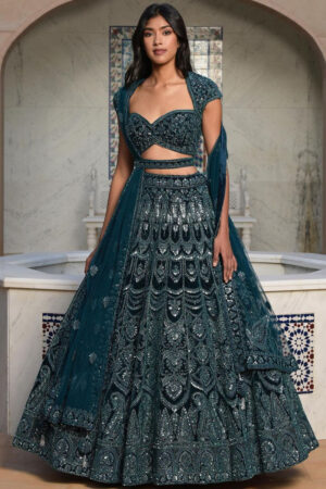 Royal Teal Party Wear Lehenga